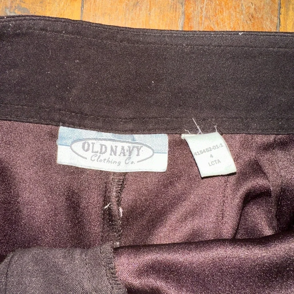 Old Navy Pants Women's Size 4 Brown Solid Flat Front Slim Fit Straight Leg Comfy